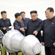 This undated file photo distributed Sept. 3, 2017, by the North Korean government, shows North Korean leader Kim Jong Un, second from right, at an undisclosed location in North Korea. (Korean Central News Agency/Korea News Service via AP)